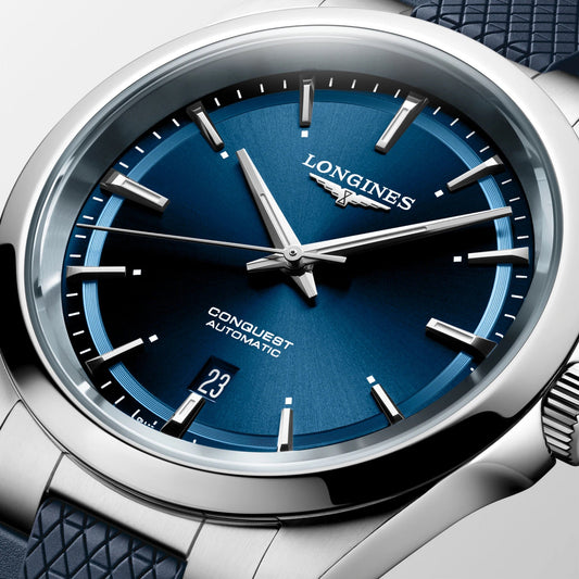 Longines orologio Conquest 41mm blu automatico acciaio L3.830.4.92.9