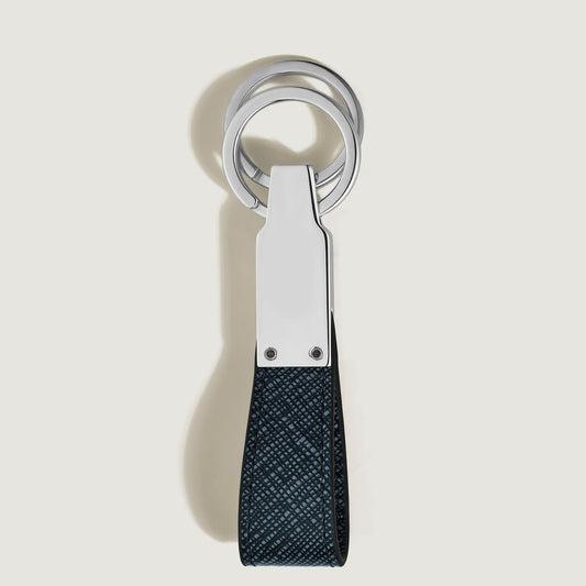 Montblanc sleutelring met stijlvolle tweedlus in blauw 220397