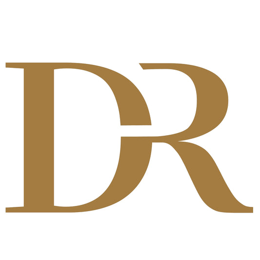 Gold monogram logo for vintage furniture purchasing and restoration consultancy services.