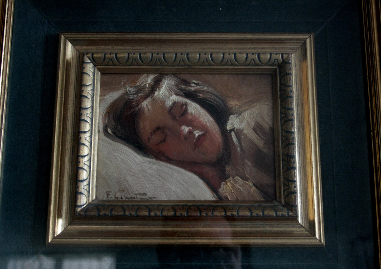 Ritratto incorniciato della bambina dormiente opera di Francesco Galante