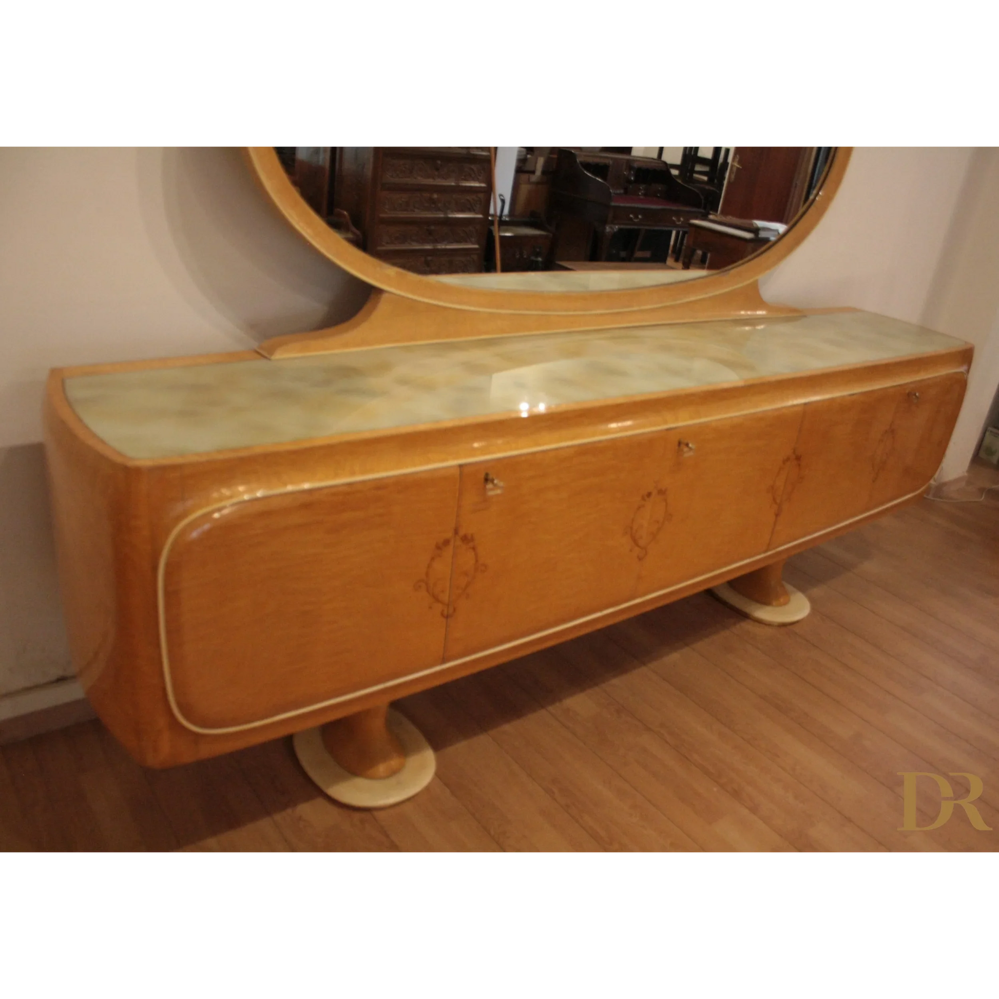 Specchio con vanità Art Deco vittorio dassi pranzo mid-century moderna Dario Raia Antiquariato