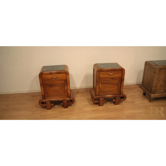 Pair di comodini in noce art decò anni 50 da Dario Raia Antiquariato