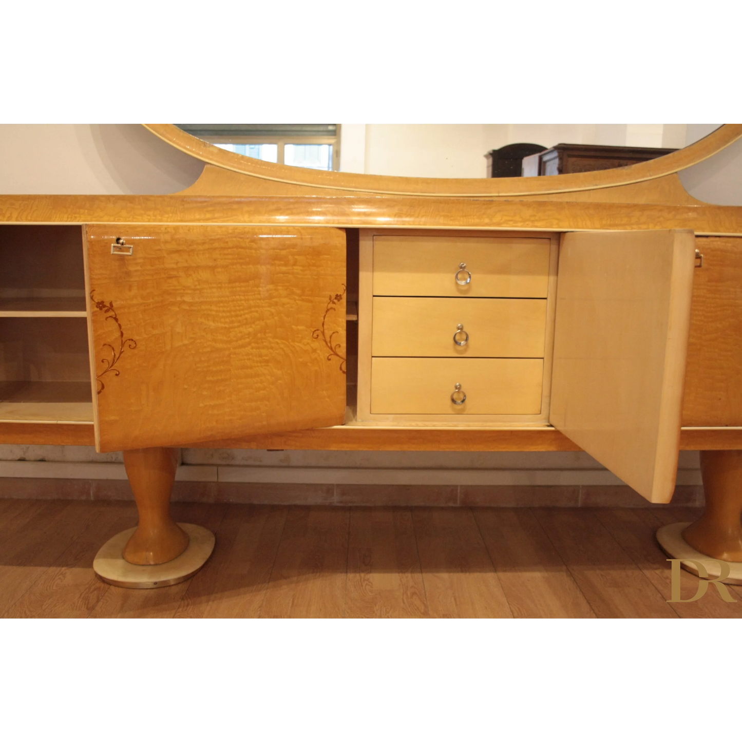 Credenza Mid-Century Moderna di Vittorio Dassi con specchio, dario raia antiquariato