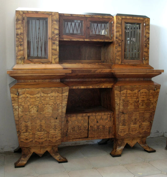 Credenza due corpi art decò in legno stile decò italia roma realizzata per il ministro bottai nel 1933