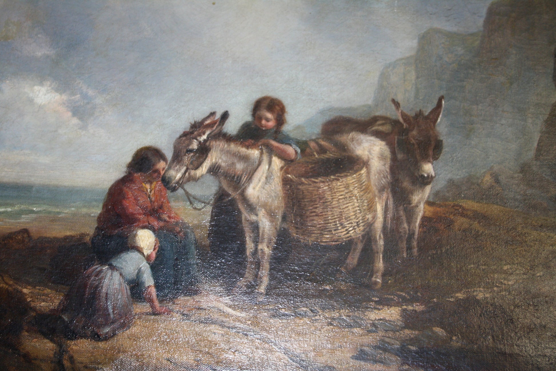 Cestino in fibra naturale con manici, attribuito a Joseph Paul Pettitt, XIX secolo