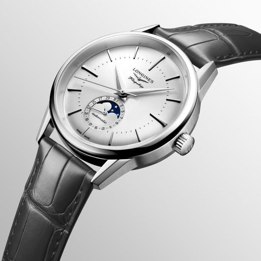 Longines Flagship Heritage 月相 38.5毫米 银色 自动 钢制 L4.815.4.72.2 机械表