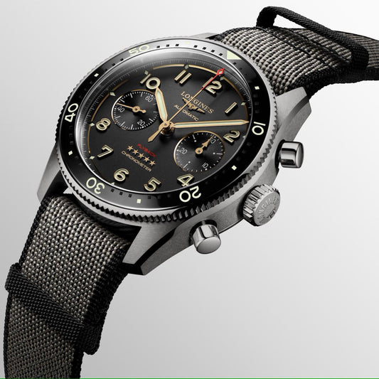Longines Uhr Spirit Flyback Titan 42mm anthrazit Automatik Titan L3.821.1.53.2