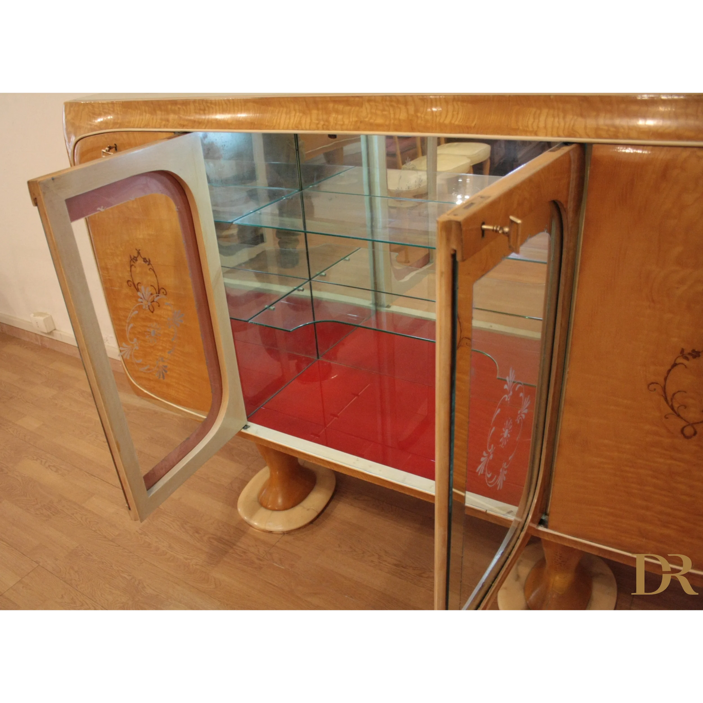 Mobile bar credenza Mid-Century Moderna di Vittorio Dassi in legno vintage