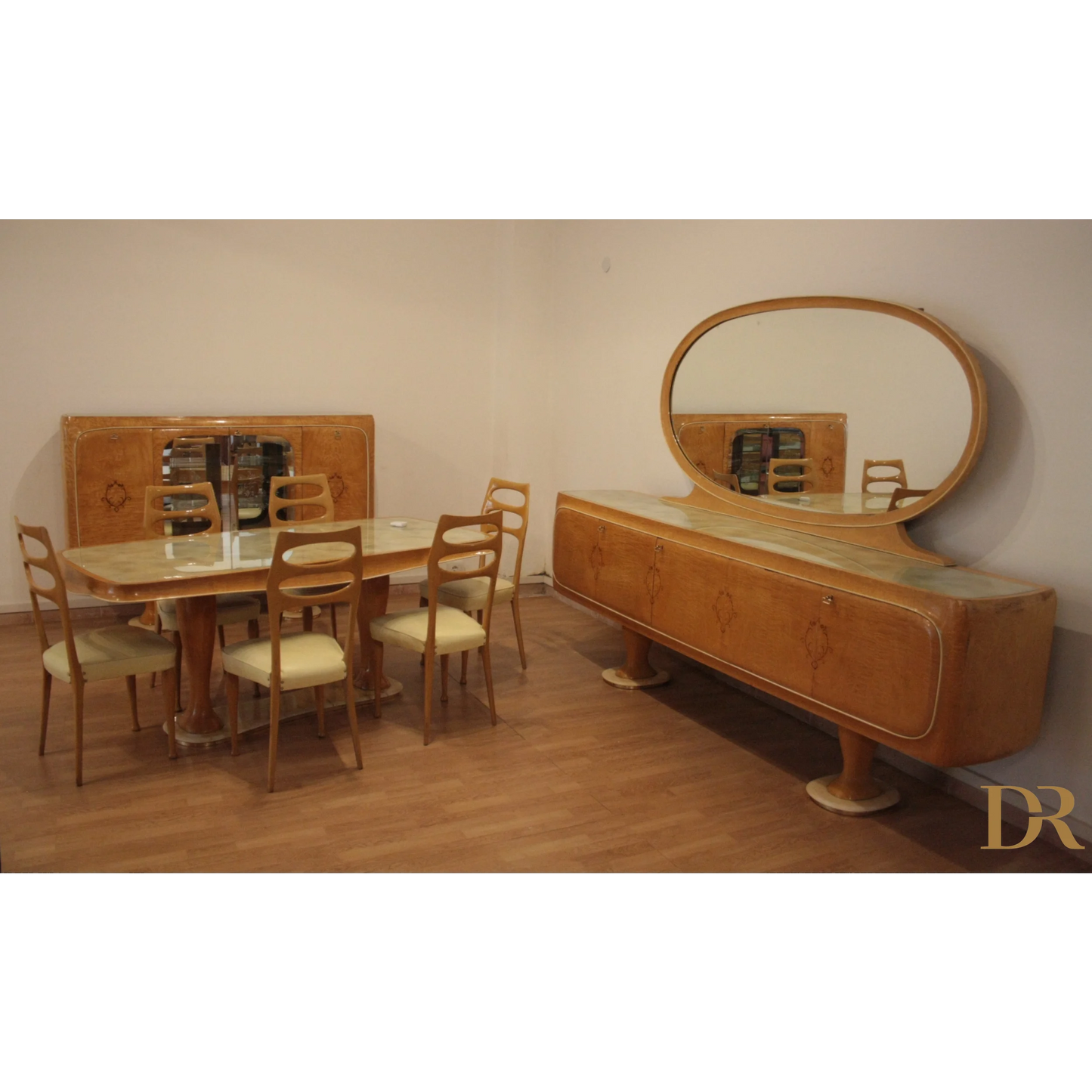 Set di design Art Deco con mobile bar credenza Mid-Century Moderna di Vittorio Dassi