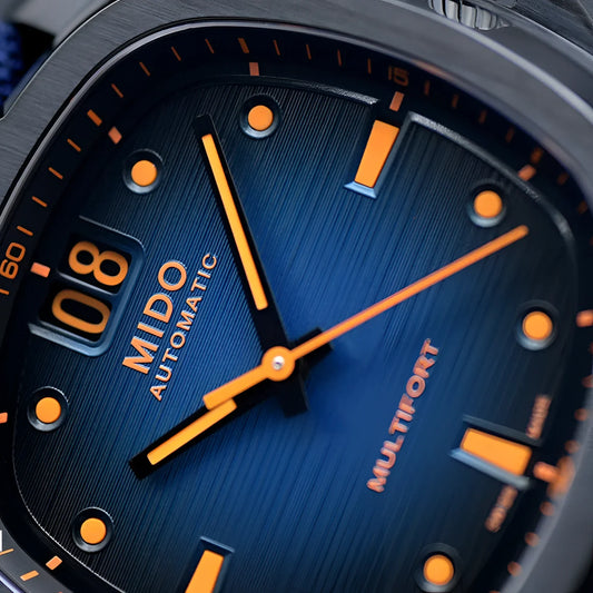 Orologio mido multifort tv big data 39x40mm blu automatico con quadrante sunburst e cassa in acciaio PVD nero
