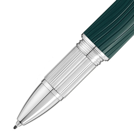 Penna montblanc fineliner starwalker polargreen cattura con corpo verde scuro nervato e dettagli in metallo argentato fluttuante