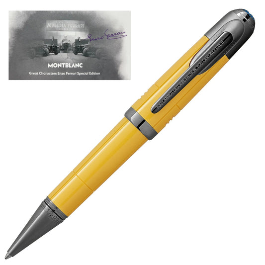 Montblanc Yellow Modena ballpoint pen with silver details and band engraved with Enzo Ferrari characters, special edition