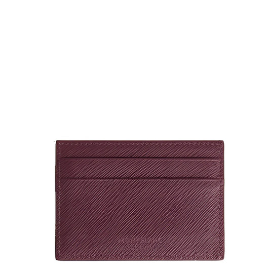 Montblanc multi-file card holder in burgundy saffiano-print leather with a lightly embossed surface and fine stitching