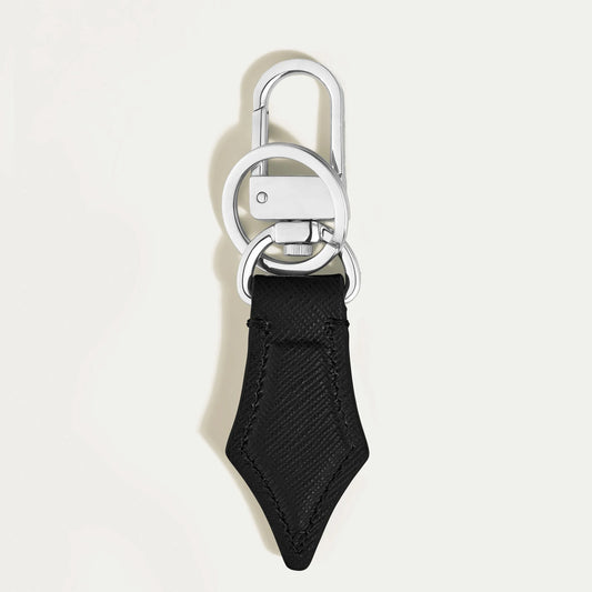 Montblanc portachiavi a forma di pennino sartorial nero in pelle sartorial nera con hardware metallico argentato e superficie strutturata