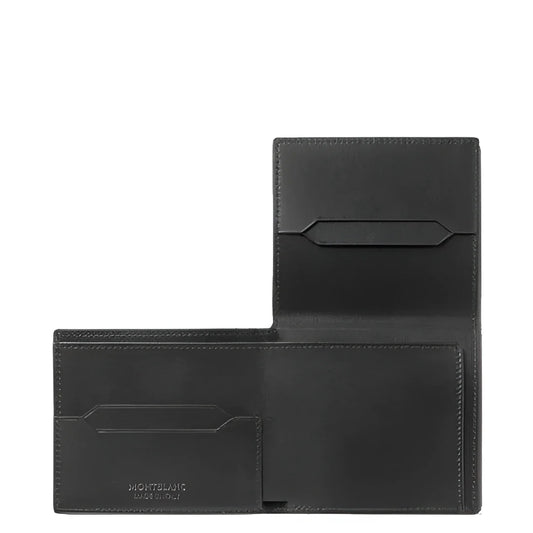 Portafoglio montblanc sottile trio nero in pelle con design minimalista e cuciture sottili, modello 198145