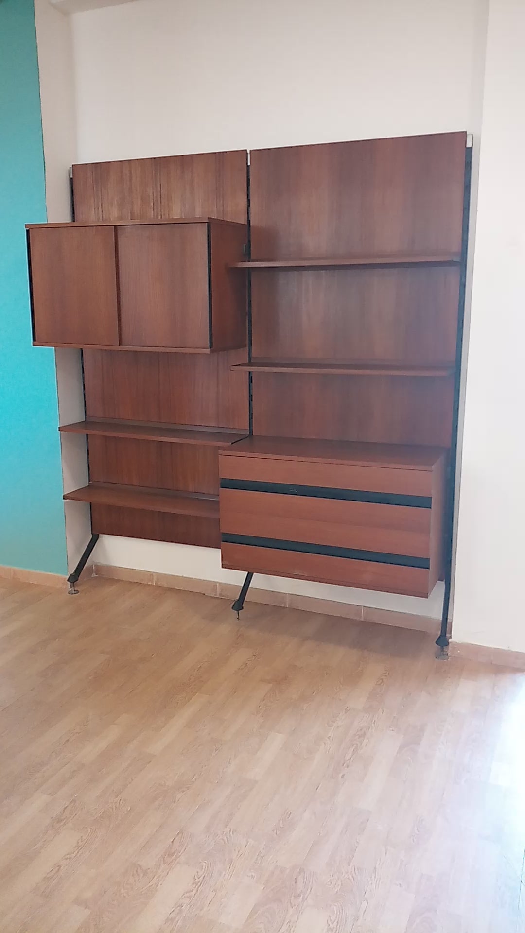 Sistema a parete modulare "Urio" di Ico e Luisa Parisi per MiM 1957, Libreria due moduli, Italia 60's