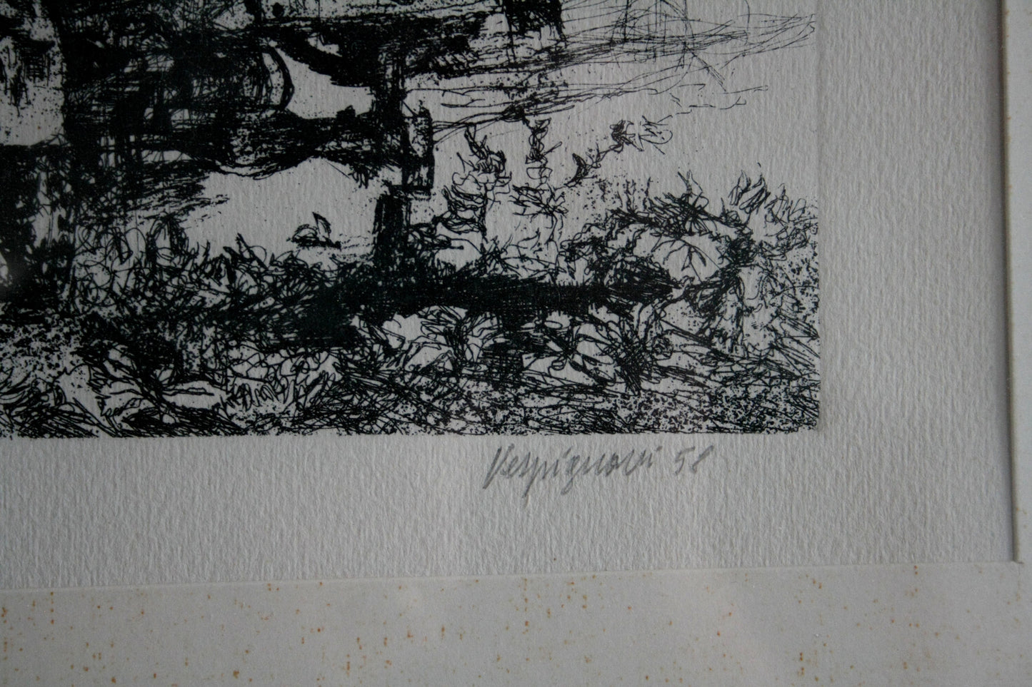 Arte astratta in bianco e nero di Renzo Vespignani italiano, dimensioni quadro 1956