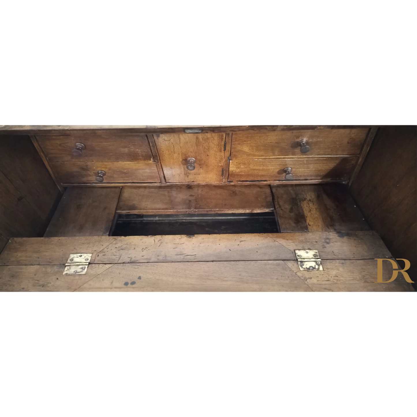 Scrivania a ribalta del XVIII secolo con cassetti e scomparto segreto