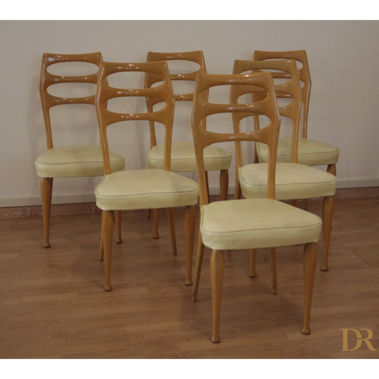Set di sei sedie da pranzo moderne vittorio dassi anni 50 Dario Raia Antiquariato