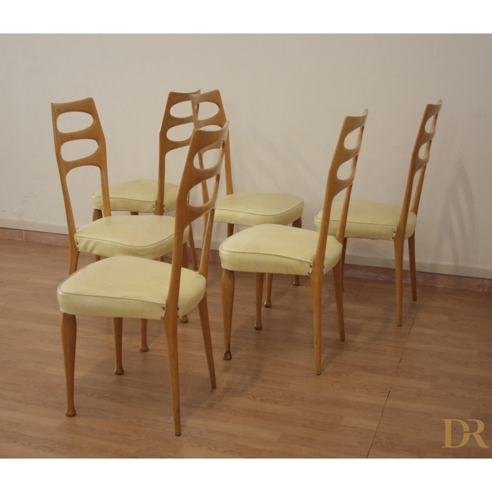 Set di sei sedie da pranzo Vittorio Dassi anni 50 per Dario Raia Antiquariato