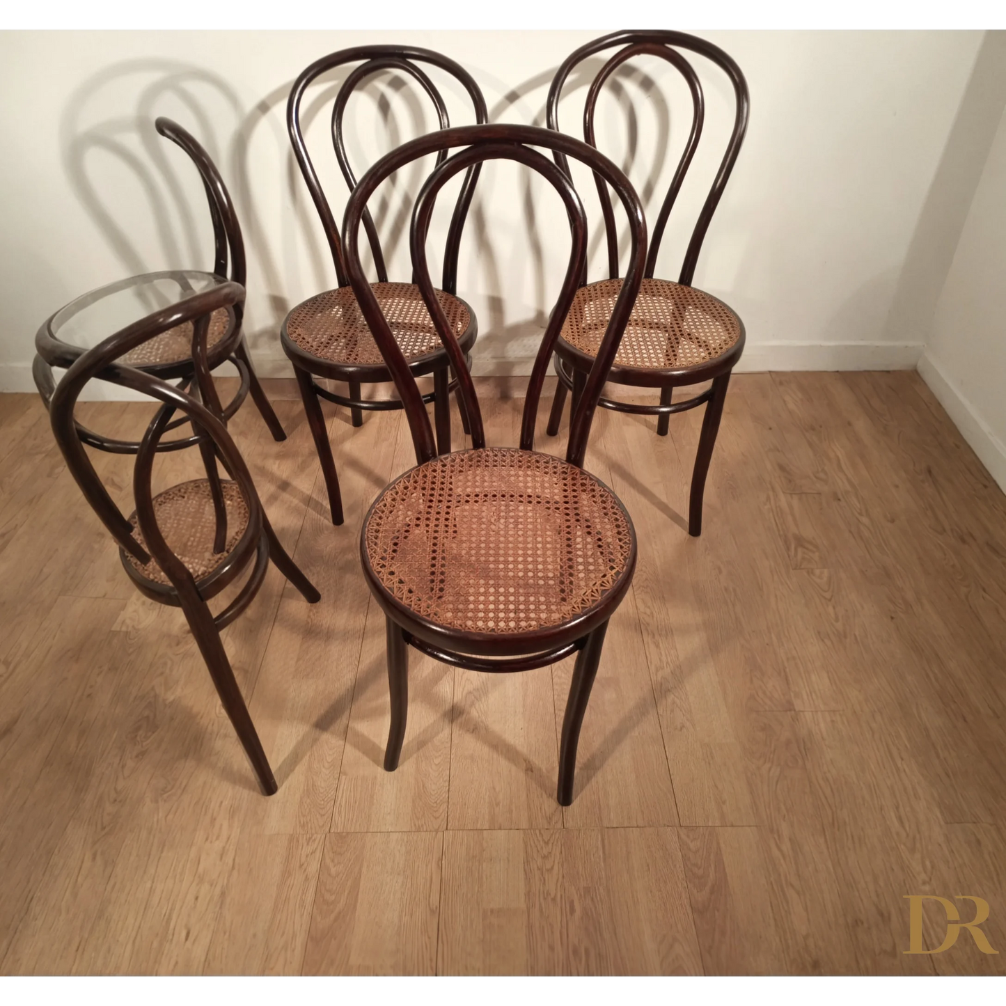 Set di sedie in stile Thonet Drava con sedute in canna intrecciata