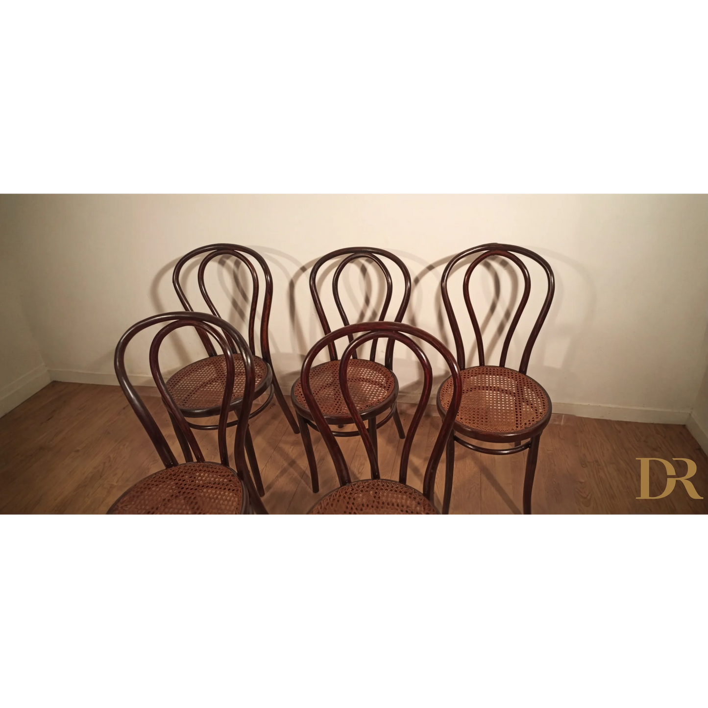 Set di sedie in stile Thonet Drava con seduta in midollino e schienale curvo