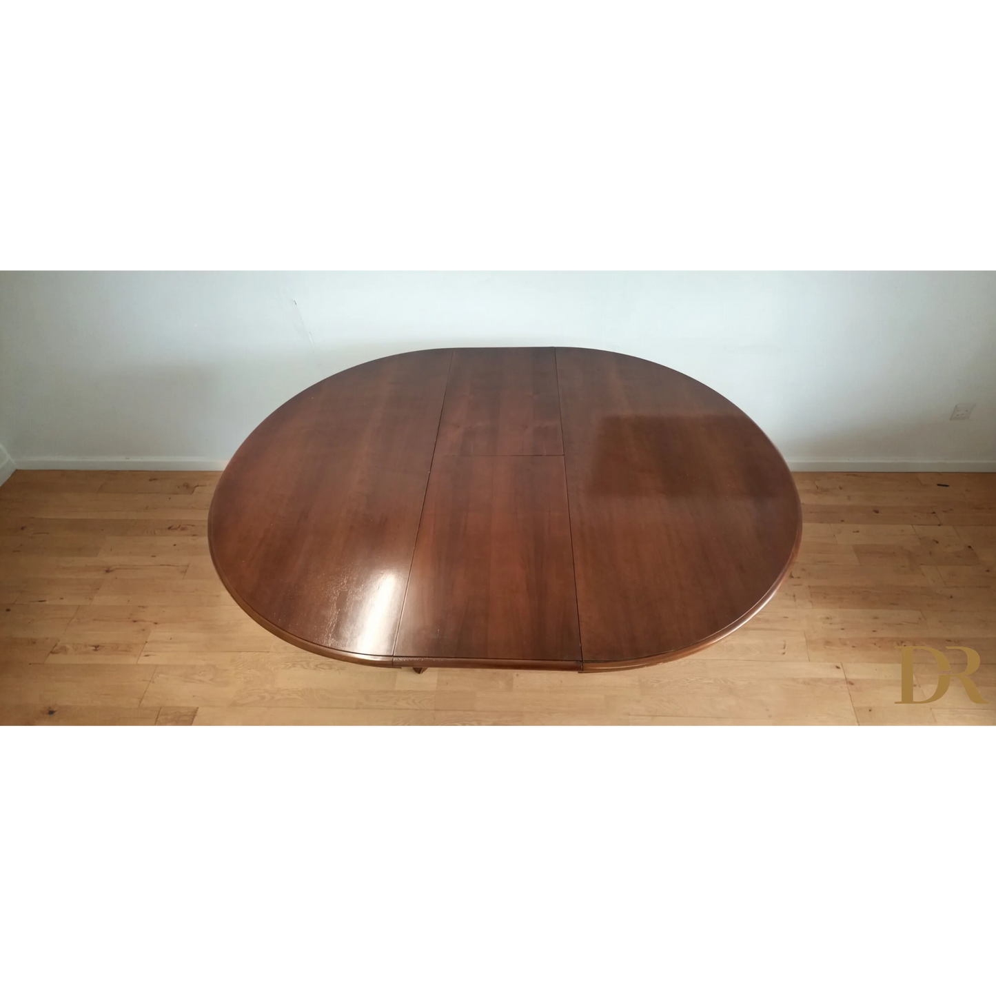 Tavolo tondo allungabile stile Luigi Filippo in legno marrone lucido per casa vintage