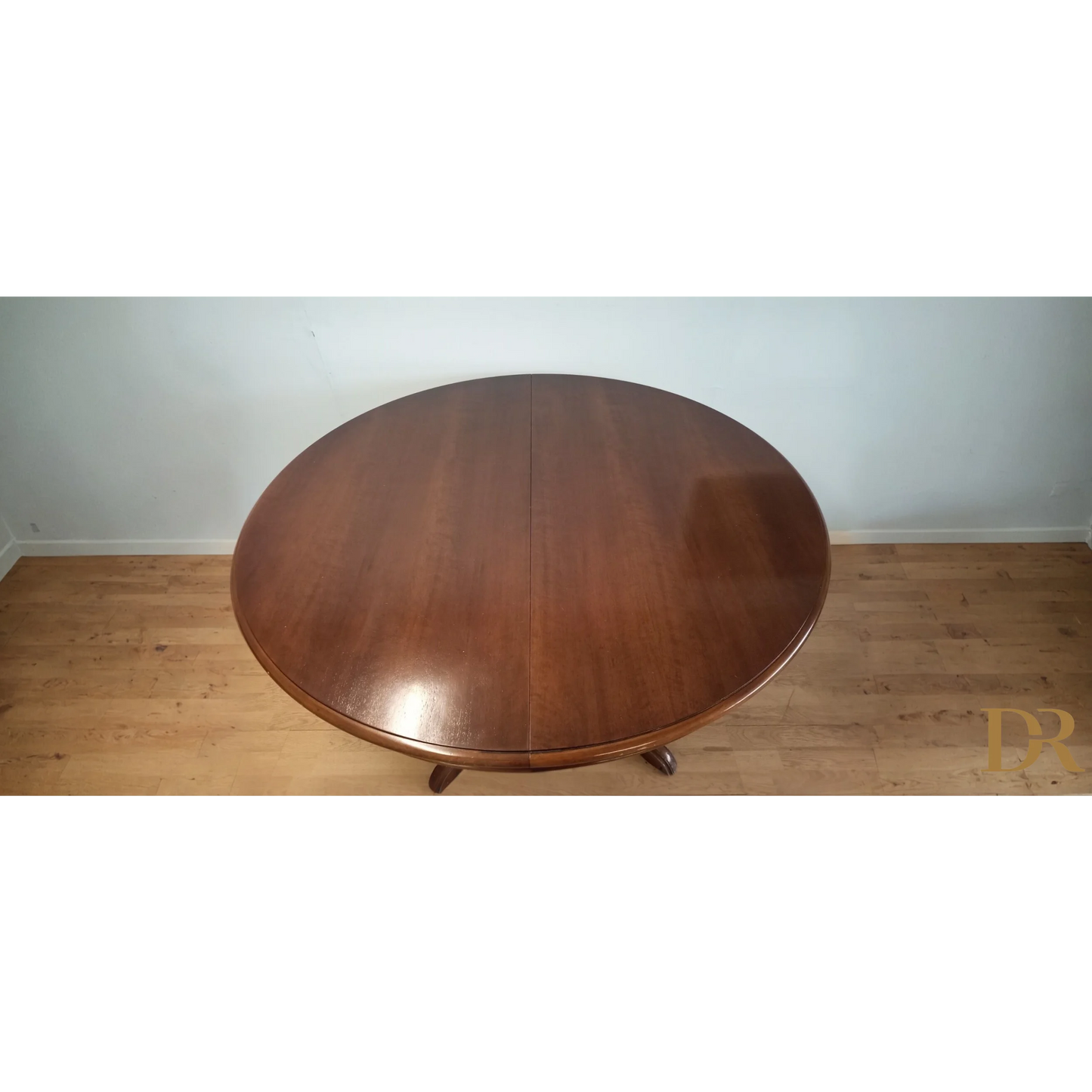 Tavolo tondo allungabile in stile Luigi Filippo con finitura legno lucido per casa