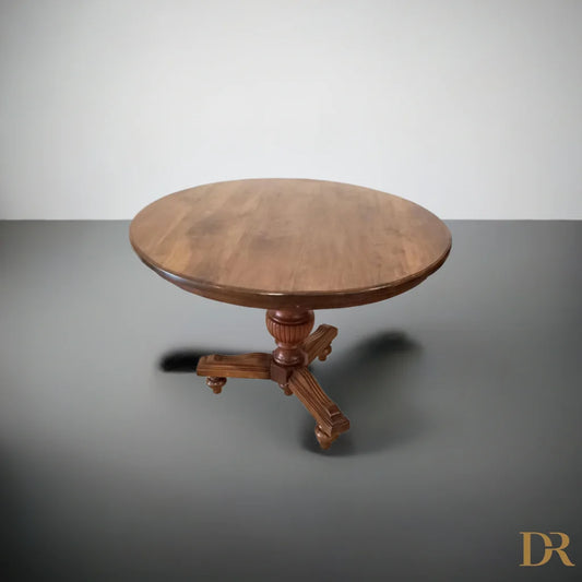 Tavolo tondo ottocento in noce stile umbertino vintage, elegante tavolo in legno