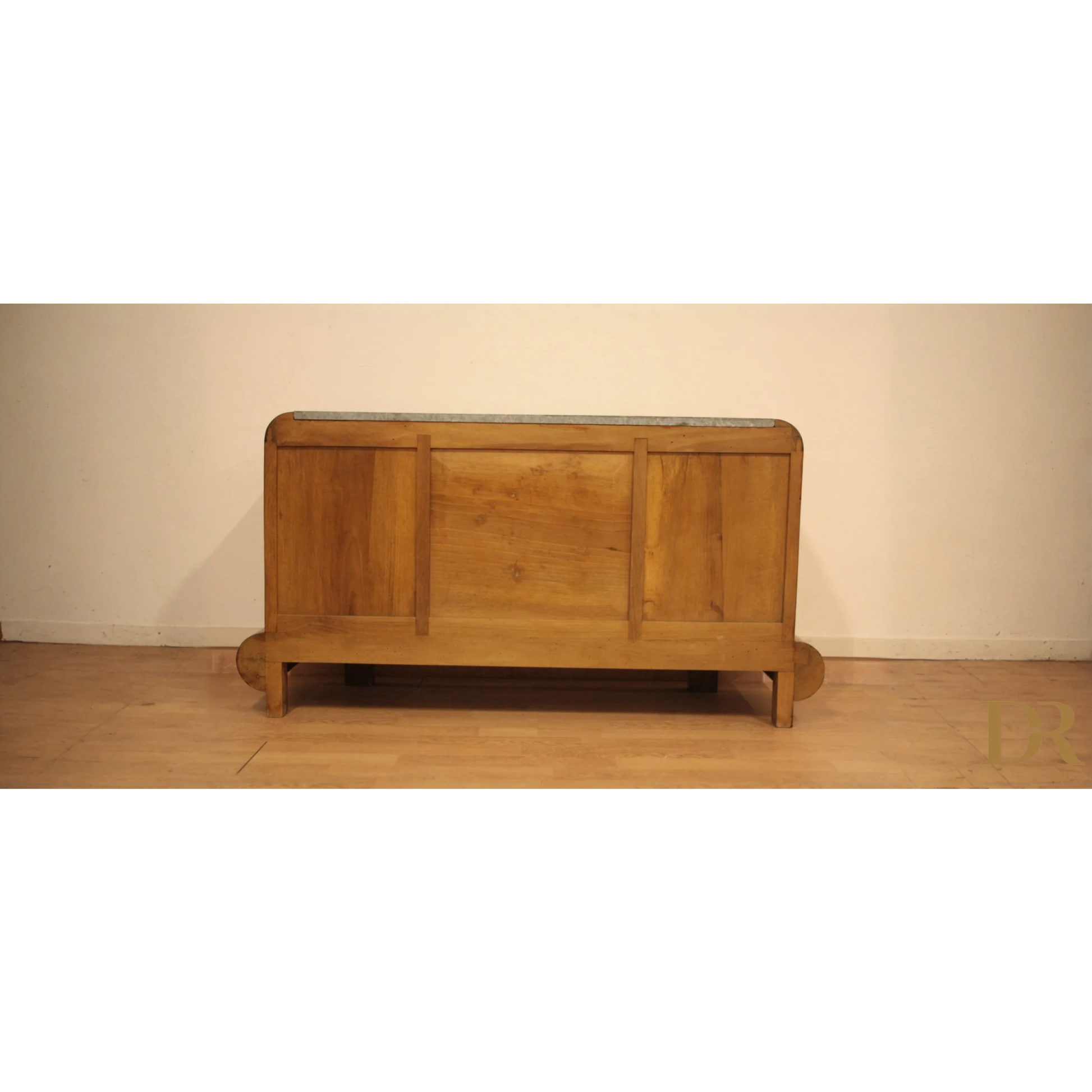 Mobile sideboard in noce con top in marmo stile Art Decò anni 50 vintage