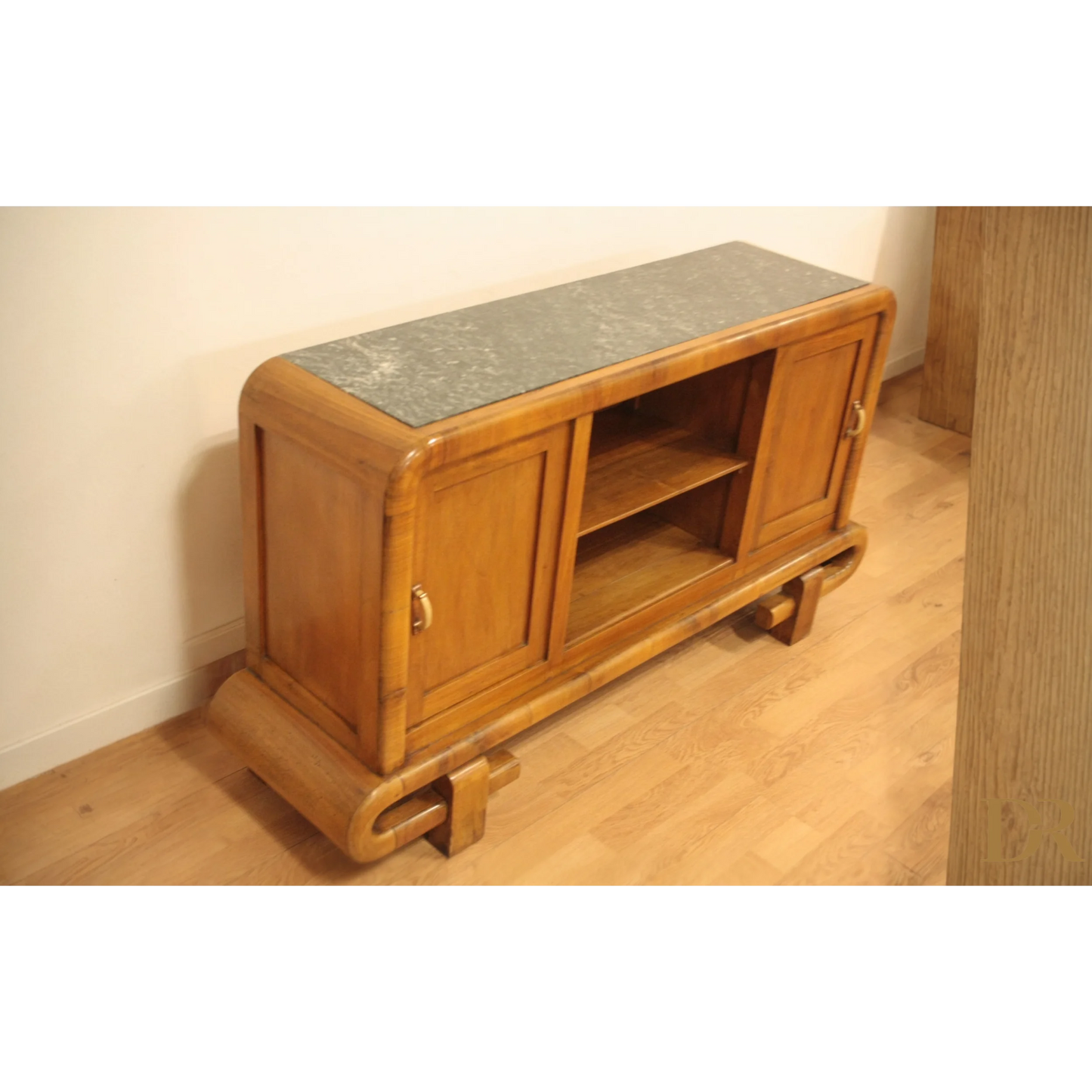 Armadio in noce stile Art Decò con top in marmo, perfetto per antiquariato modernariato vintage