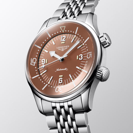 ロンジン レジェンドダイバー 39mm テラコッタ 自動巻き ステンレススチールウォッチ L3.764.4.96.6
