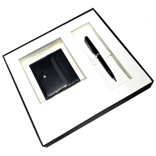 Montblanc Set Kugelschreiber Pix und Kreditkartenetui 6 Fächer Meisterstück schwarz 137793