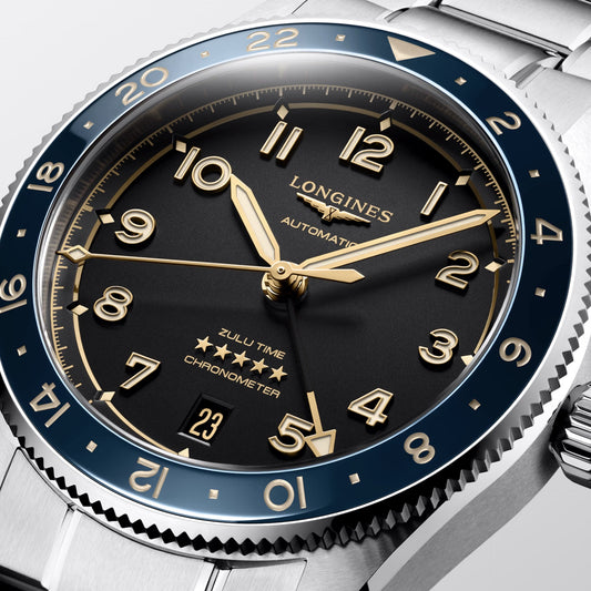 ロンジン スピリット ズールータイム 39mm アンスラサイト 自動巻き ステンレススチールウォッチ L3.802.4.60.6