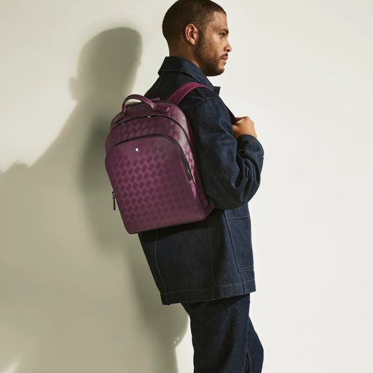 Montblanc zaino medio extreme 3.0 in pelle viola trapuntata con scomparti extreme medio e tasche interne per computer portatile
