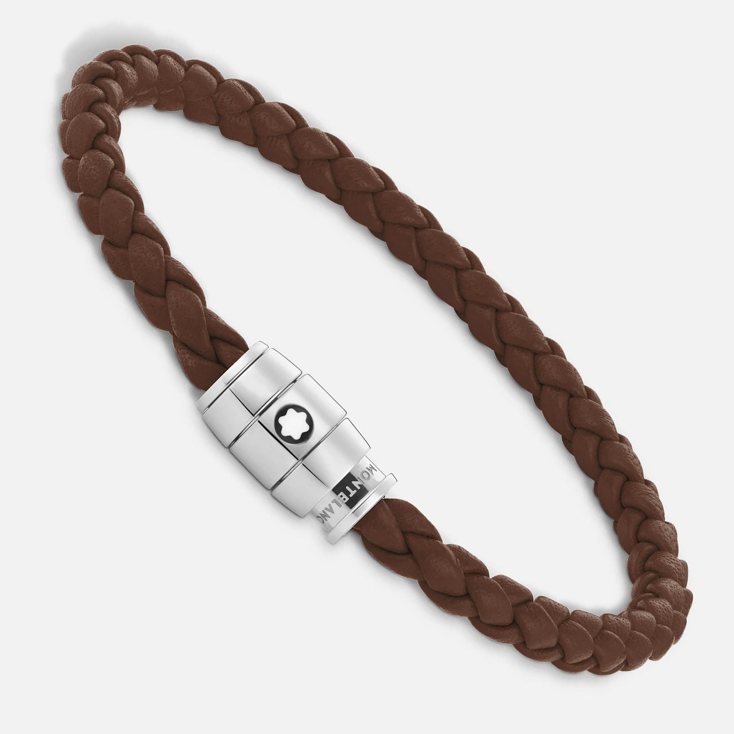Montblanc 3-ring steel bracelet with Meisterstück Brown Fawn leather size S 13600060