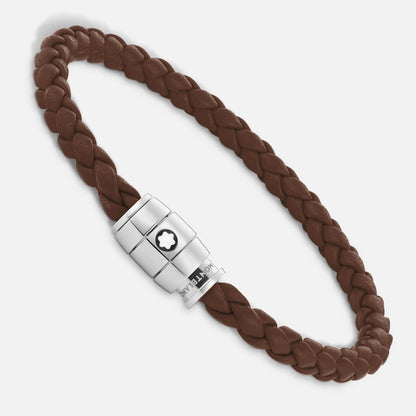 Montblanc Meisterstück Brown Fulvous 3-Ring Steel and Leather Bracelet Size M 13600163