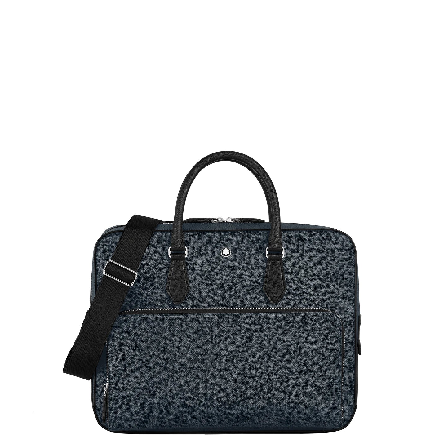 Montblanc Sartorial tweed medium briefcase blue 220332