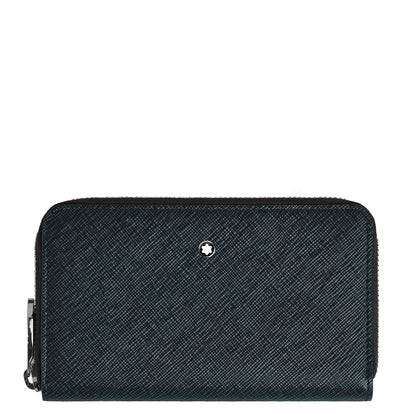 Montblanc Wallet 12 Compartments with Medium Zipper Sartorial Tweed Blue 220362