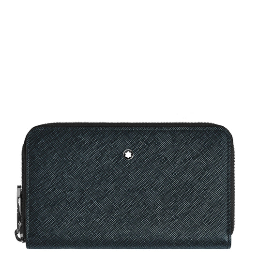 Montblanc Geldbörse 12 Fächer mit Reißverschluss mittel Sartorial Tweed blau 220362