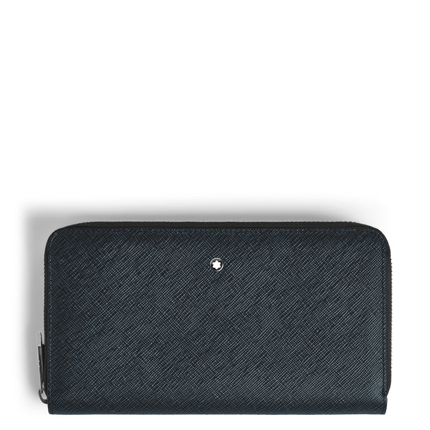 Montblanc Wallet 12 Compartments with Zipper Sartorial Tweed Blue 220365