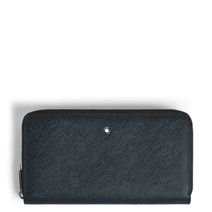 Montblanc Wallet 12 Compartments with Zipper Sartorial Tweed Blue 220365