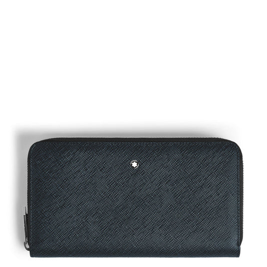 Montblanc portefeuille 12 compartiments avec fermeture éclair Sartorial tweed bleu 220365