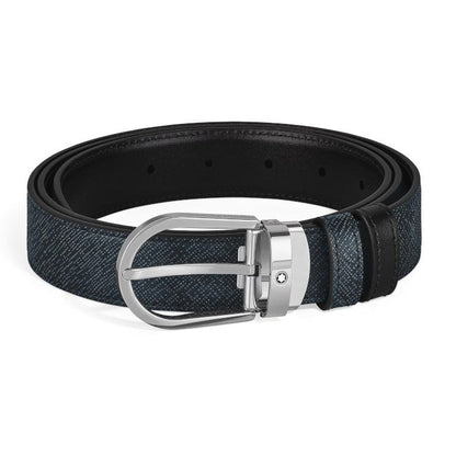 Montblanc Reversible Belt Tweed Blue / Black 220965