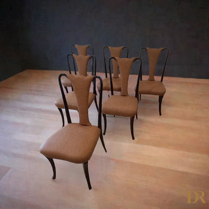 Set di sedie pranzo vintage palissandro con design mid century anni 50 restaurate