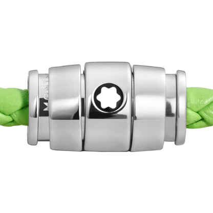 Montblanc Meisterstück Lime 3-ring steel and leather bracelet, size S 13429260