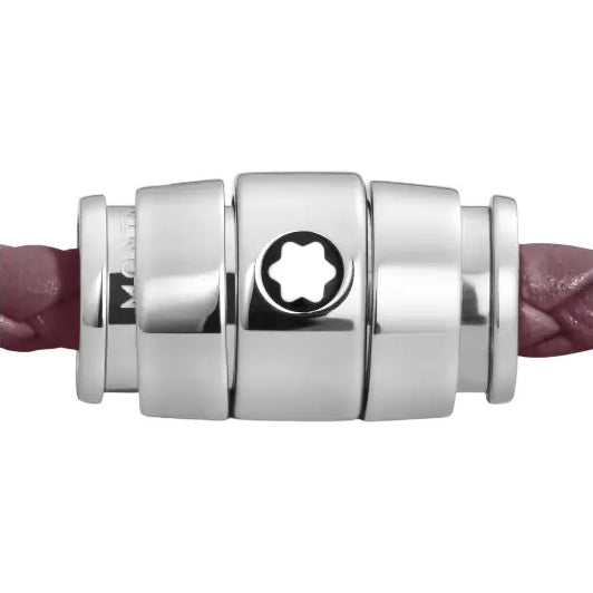 Montblanc 3-ring steel bracelet with Meisterstück Cassis leather size S 13431360