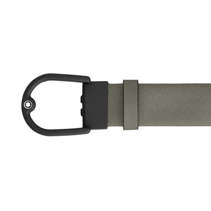 Montblanc 35 mm medium grey leather belt with horseshoe buckle 199633