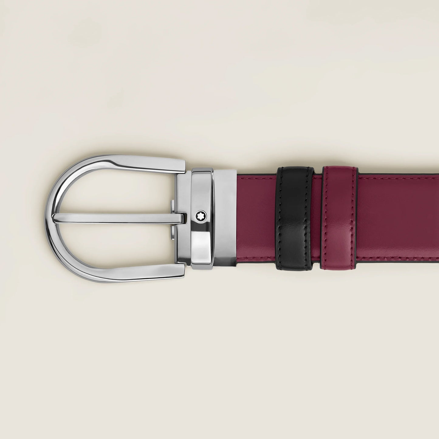 Montblanc Reversible Belt 35mm Black/Cassis Leather with Horseshoe Buckle 199640
