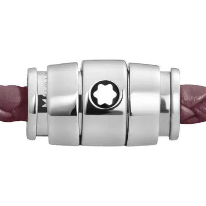 Montblanc Meisterstück Cassis 3-Ring Steel and Leather Bracelet, Size M 13431363